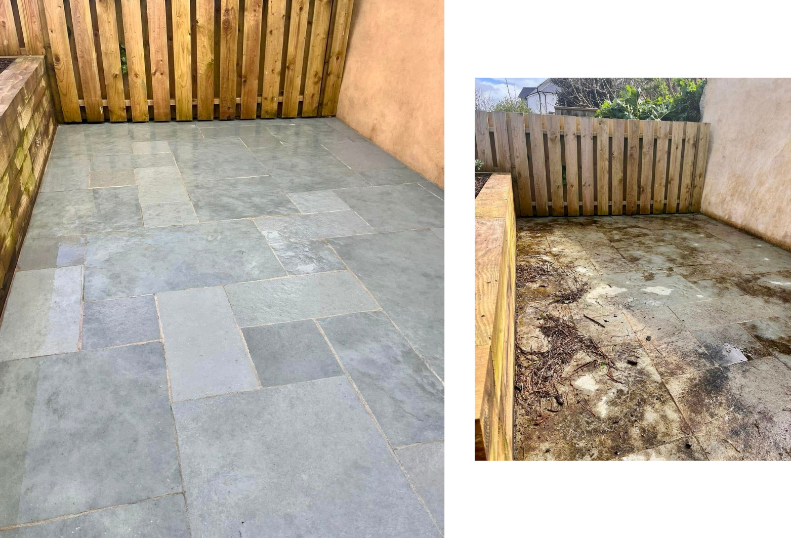 before and after patio pressure wash