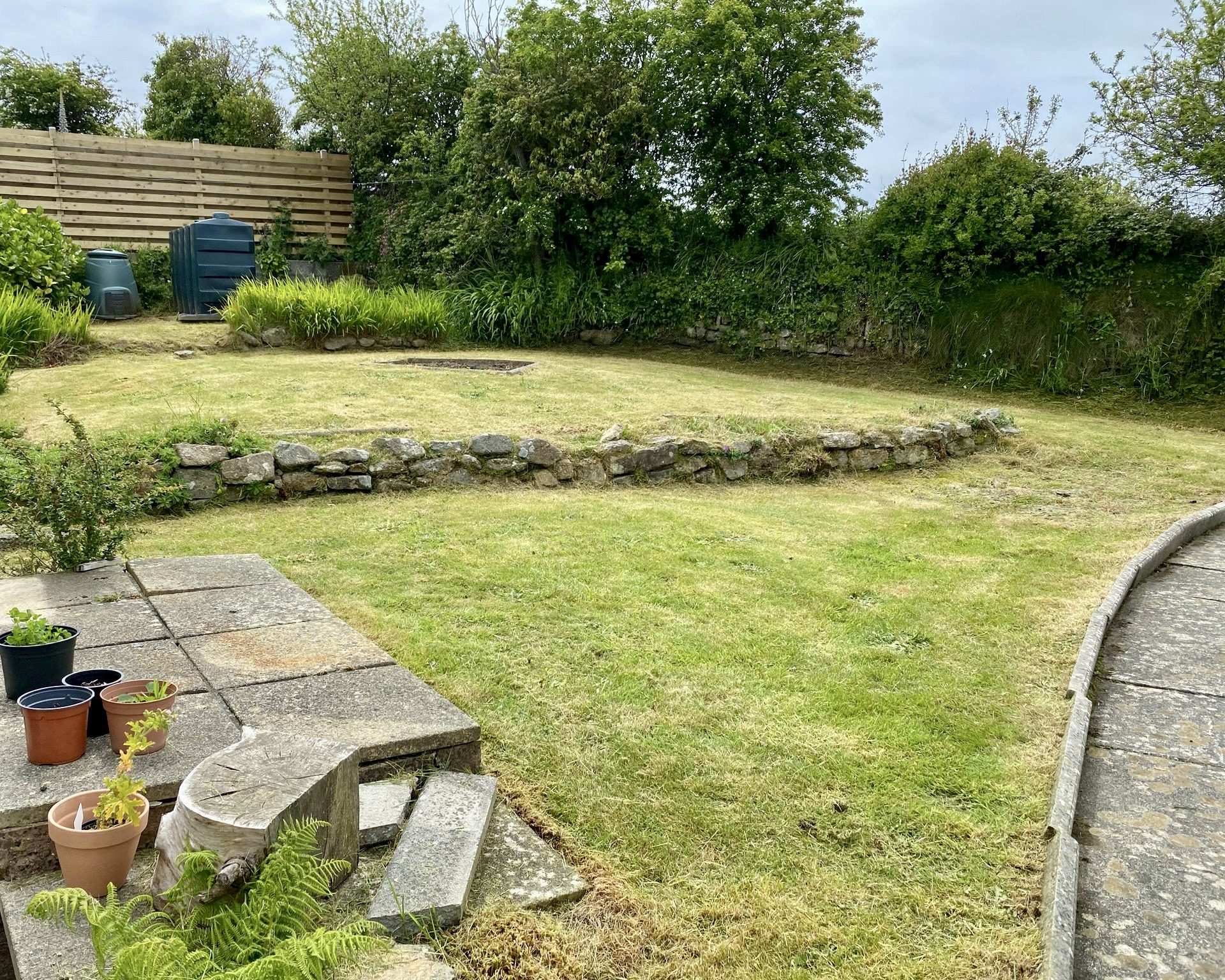 garden with freshly cut lawn